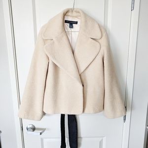 French Connection Alpaca Mohair Faux Fur Luxe Coat